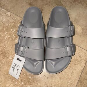 New Birkenstock Essentials Arizona Slide Sandal Flats 38 7 Silver Grey